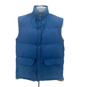 Vintage Camp 7 Mens XL Vest Down Filled Puffer Quilted Blue Snap Button